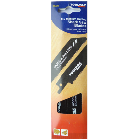 Reciprocating Saw Blade Metal/Wood 150mm 10tpi Coarse Cut Pack of 5 Toolpak 